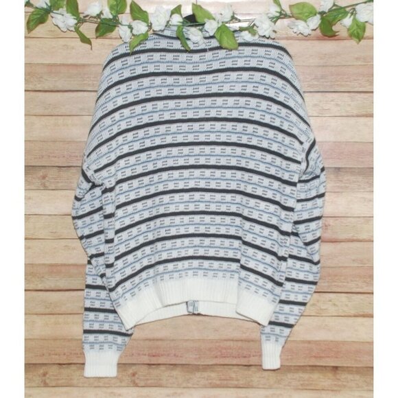 Vintage Anchor Blue Men's Button Front Cardigan Sweater L Black White Dad Grandp - Picture 4 of 7